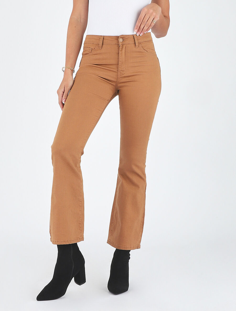 Jean uni taille standard coupe flare - Camel - 4