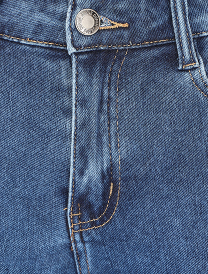 Jean flare à poches arrières à rabat - Bleu - 5