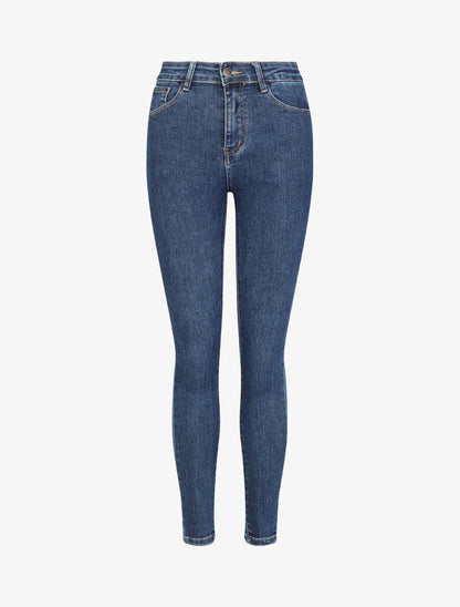 Jean slim taille haute - Bleu - 1