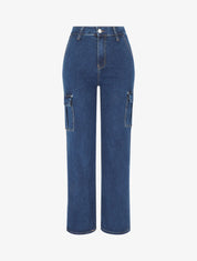 Jean style cargo coupe boyfriend - Bleu - 1