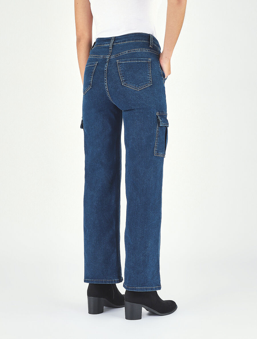 Jean style cargo coupe boyfriend - Bleu - 5