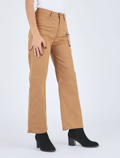 Jean ample taille haute - Camel - 4
