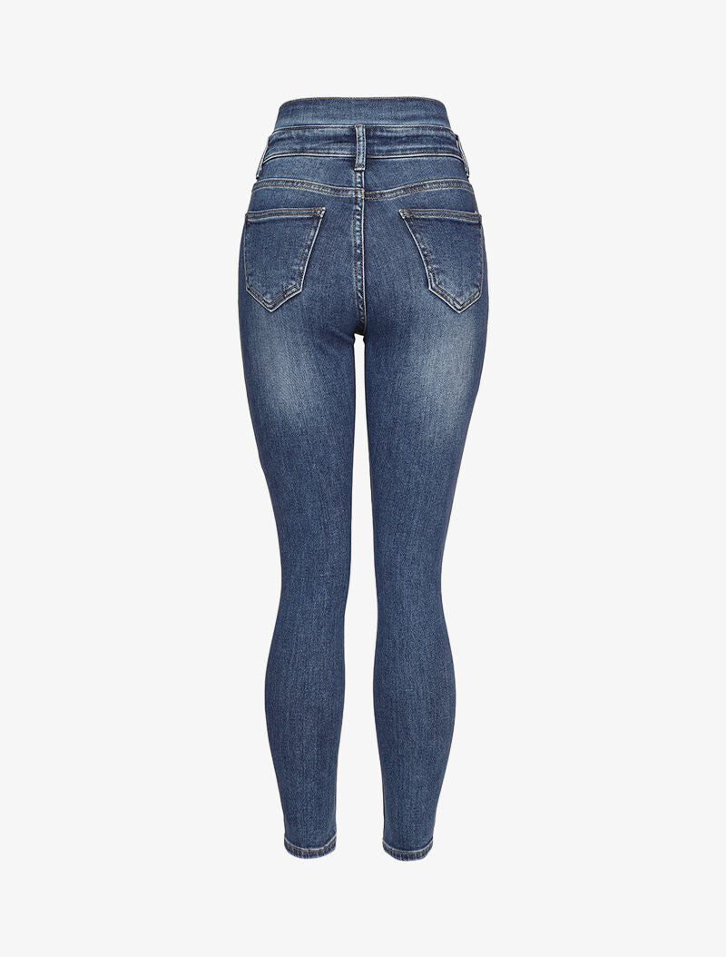 Jean taille empire fendue - Bleu denim - 2