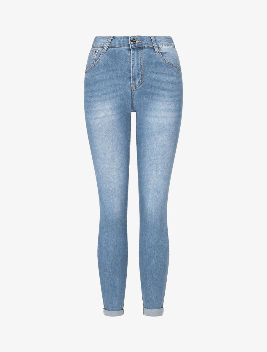 Jean standard coupe skinny à revers - Bleu - 1
