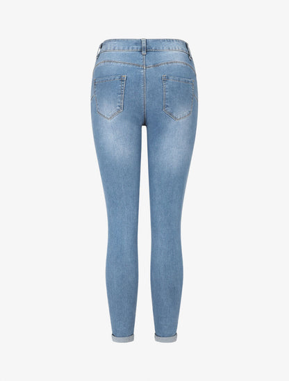 Jean standard coupe skinny à revers - Bleu - 2