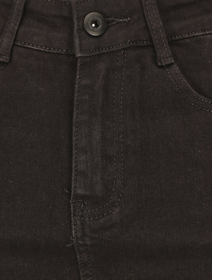 Jupe mi-longue en jean - Noir - 3