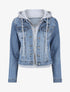 Veste à capuche bi-matière - Bleu - 1