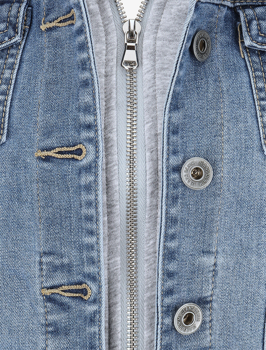 Veste à capuche bi-matière - Bleu - 3