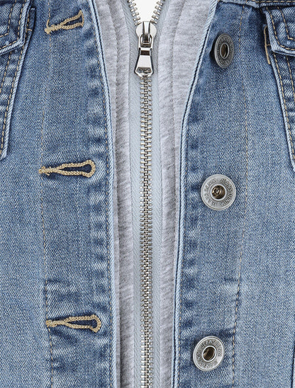 Veste à capuche bi-matière - Bleu - 3