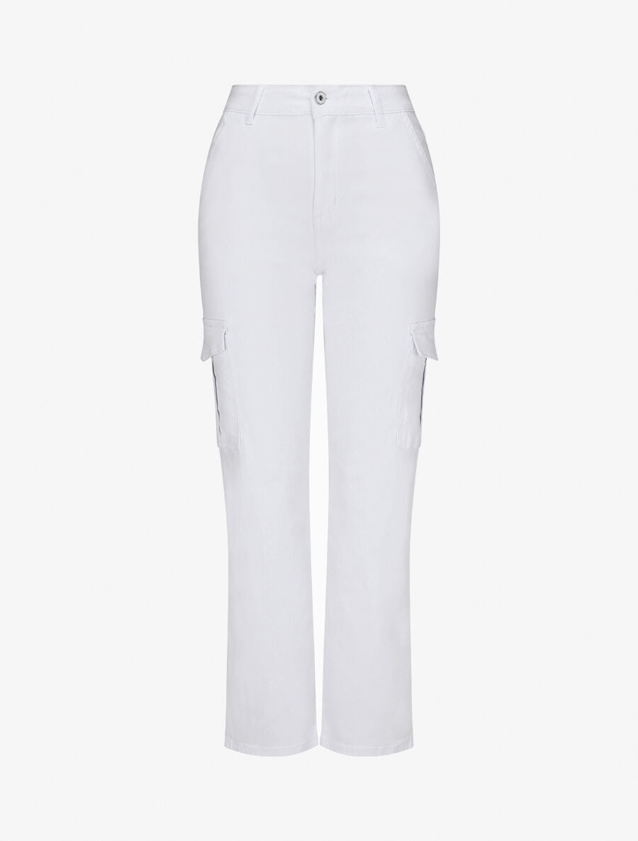 Jean cargo coupe droite - Blanc - 1