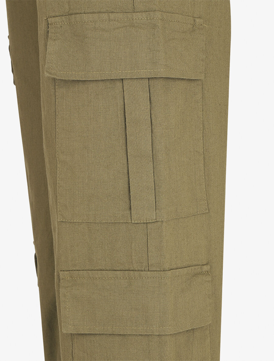 Pantalon cargo taille haute coupe droite - Kaki - 3