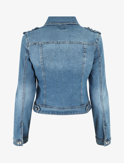 Veste en jean droite à pattes de serrage - Bleu - 2