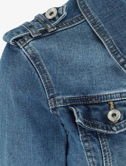 Veste en jean droite à pattes de serrage - Bleu - 3