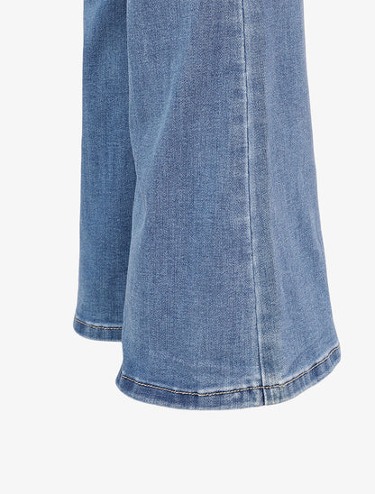 Jean flare délavé extra long à taille standard - Bleu - 3