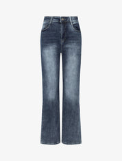 Jean push up délavé coupe droite - Bleu - 4