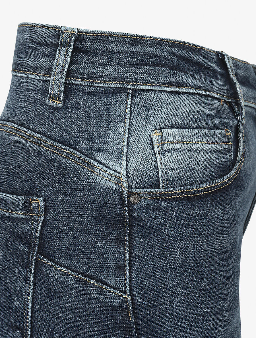 Jean push up délavé coupe droite - Bleu - 3