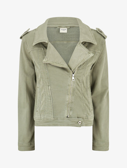 Veste en jean zippée - Kaki - 4