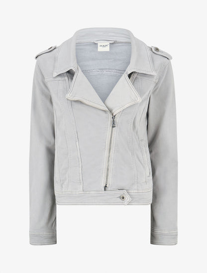 Veste en jean zippée - Gris - 1