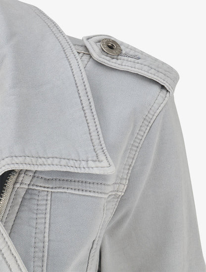 Veste en jean zippée - Gris - 3