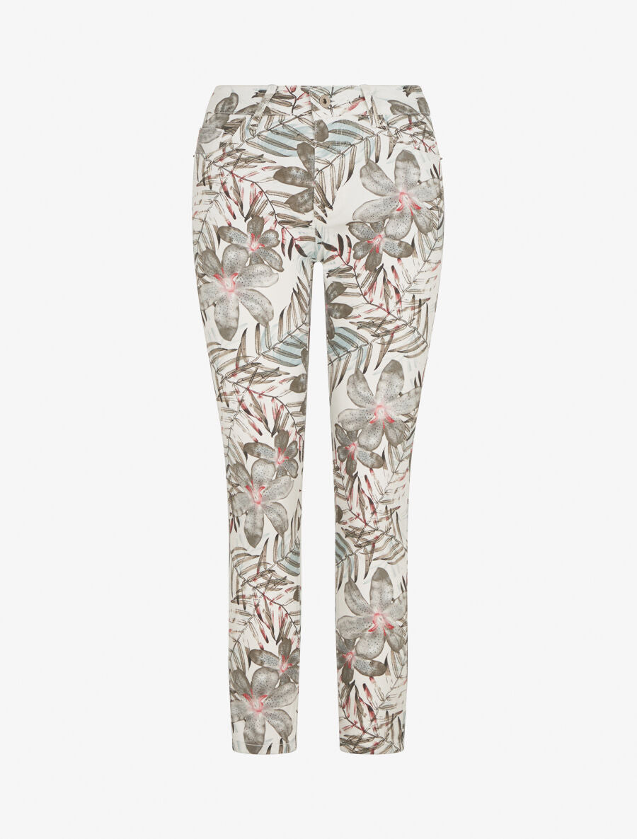 Jean slim imprimé feuillage - Blanc - 1