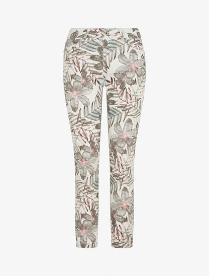 Jean slim imprimé feuillage - Blanc - 1