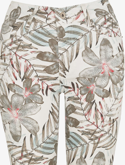 Jean slim imprimé feuillage - Blanc - 3