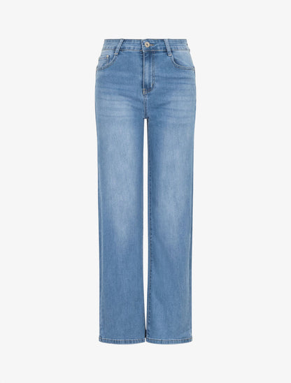 Jean push up délavé coupe droite - Bleu - 1