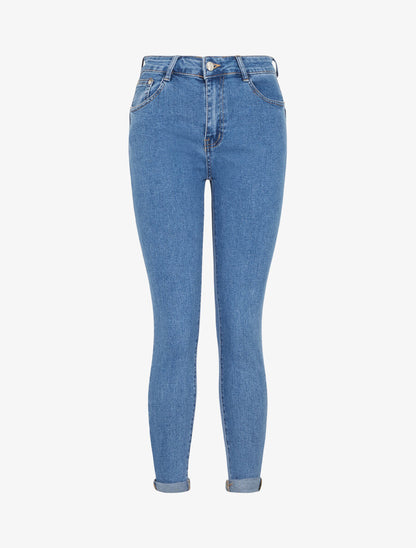 Jean push up retroussé coupe skinny grande taille - Bleu - 1