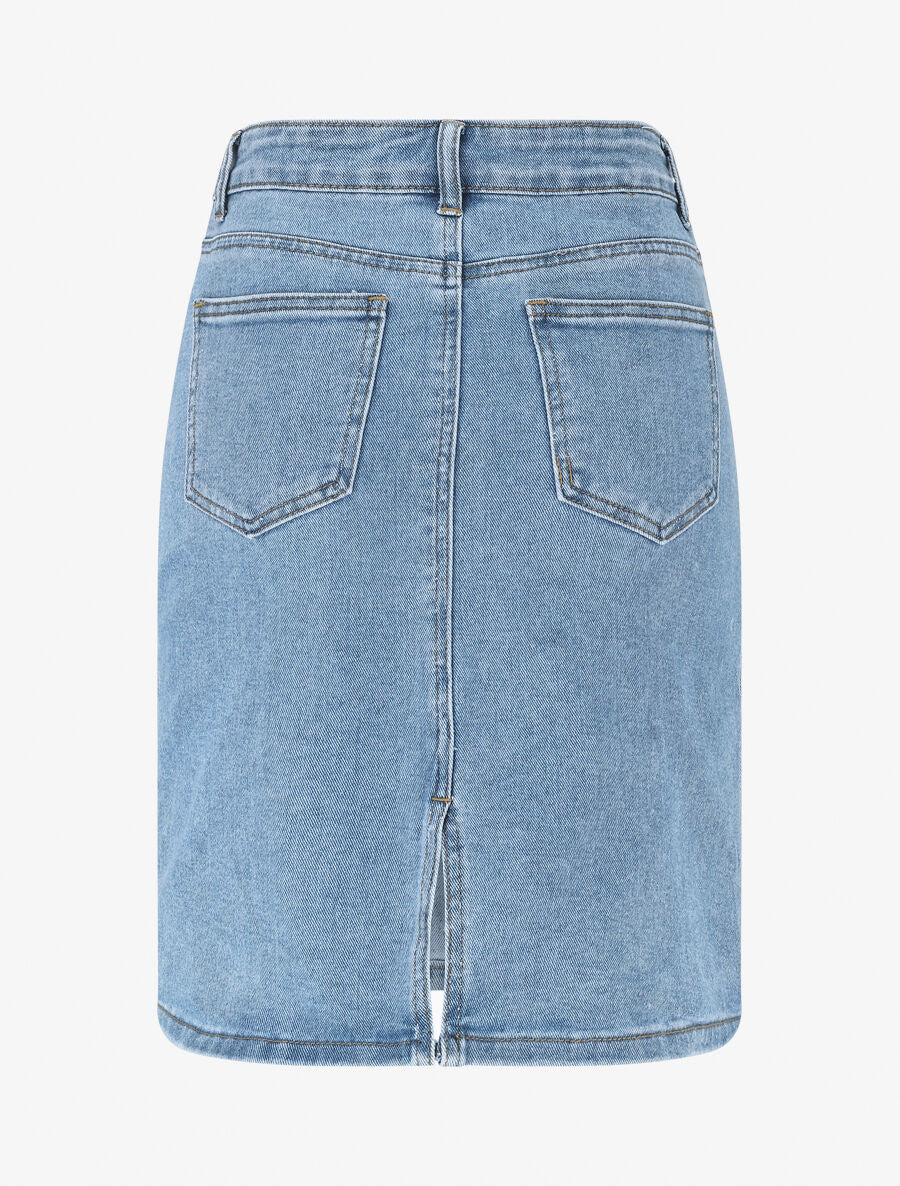 Jupe mi-longue en jean - Bleu - 2