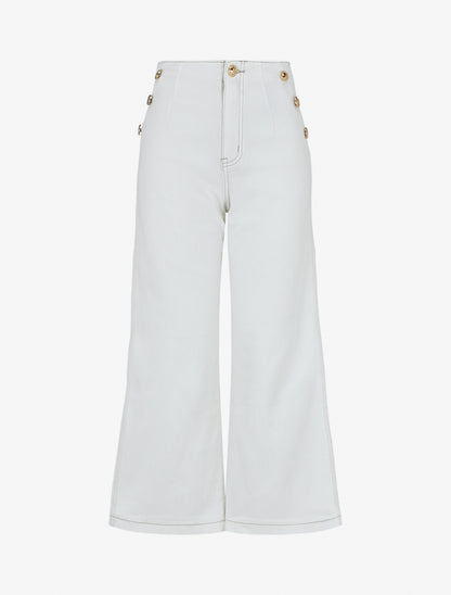 Jean ample taille haute style pont - Blanc - 1