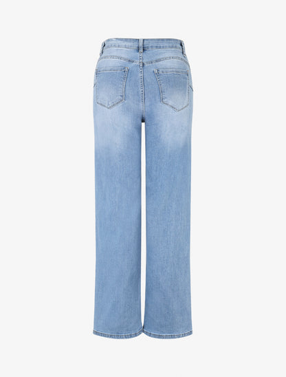 Jean taille haute push up coupe droite - Bleu denim - 2