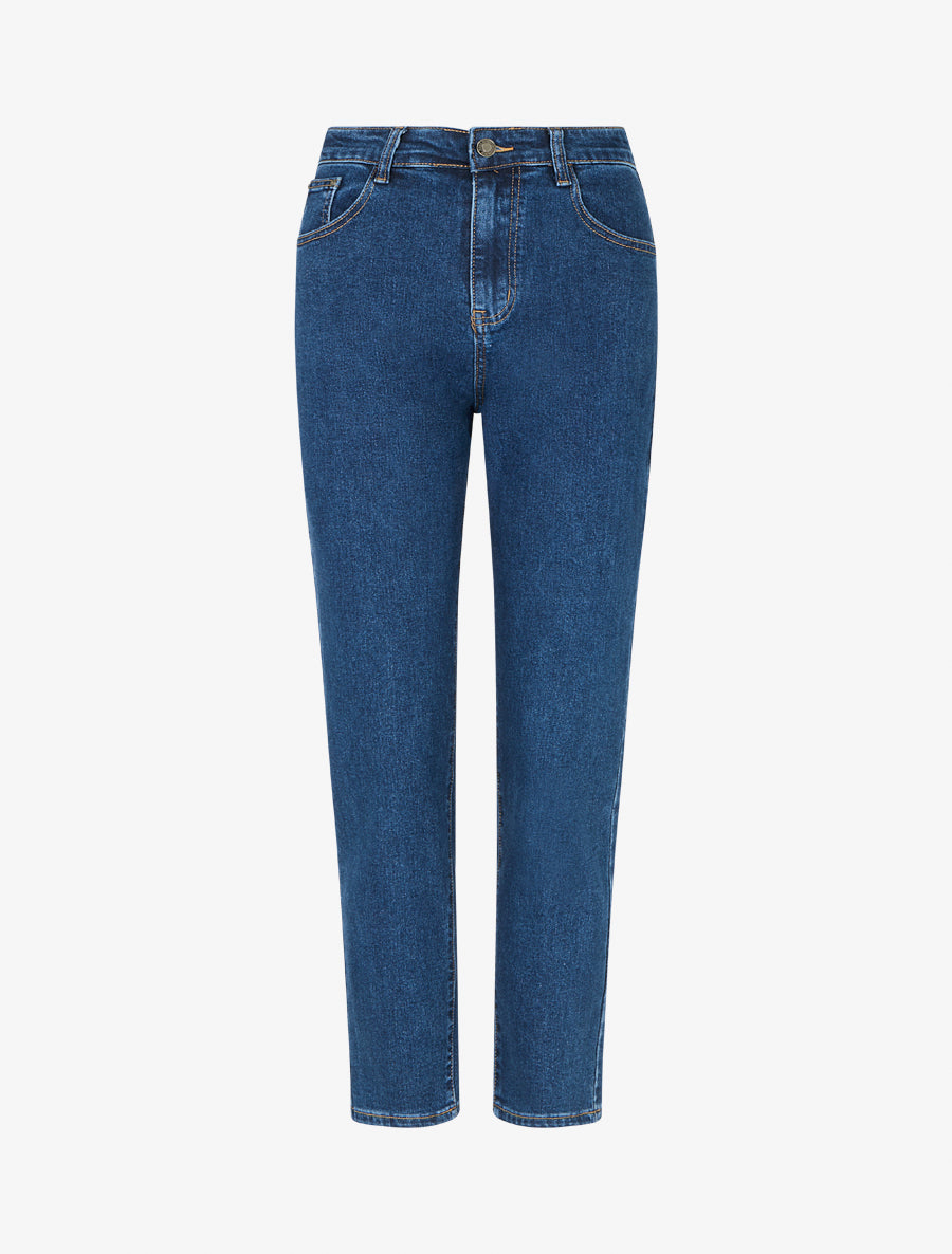 Jean mom à taille standard coupe droite - Bleu - 1