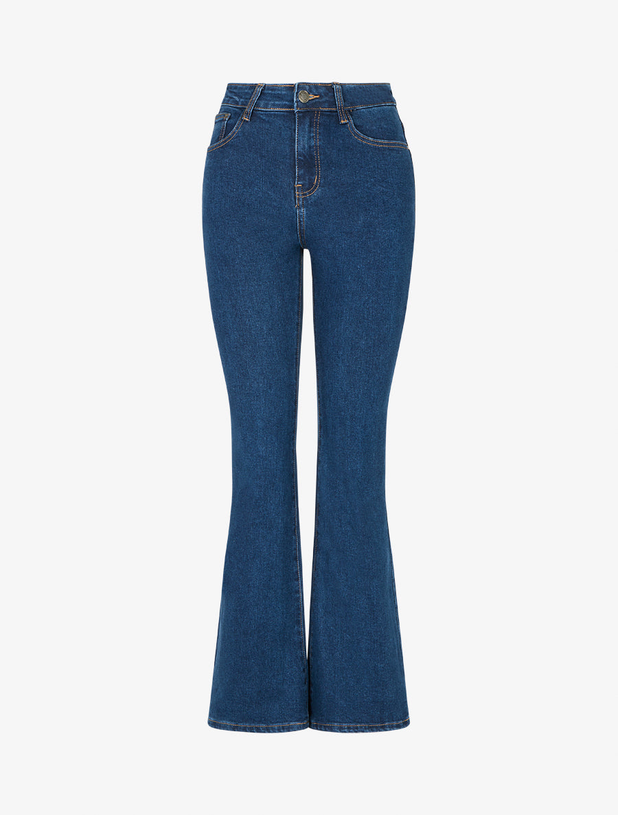 Jean à taille standard coupe flare - Bleu - 1