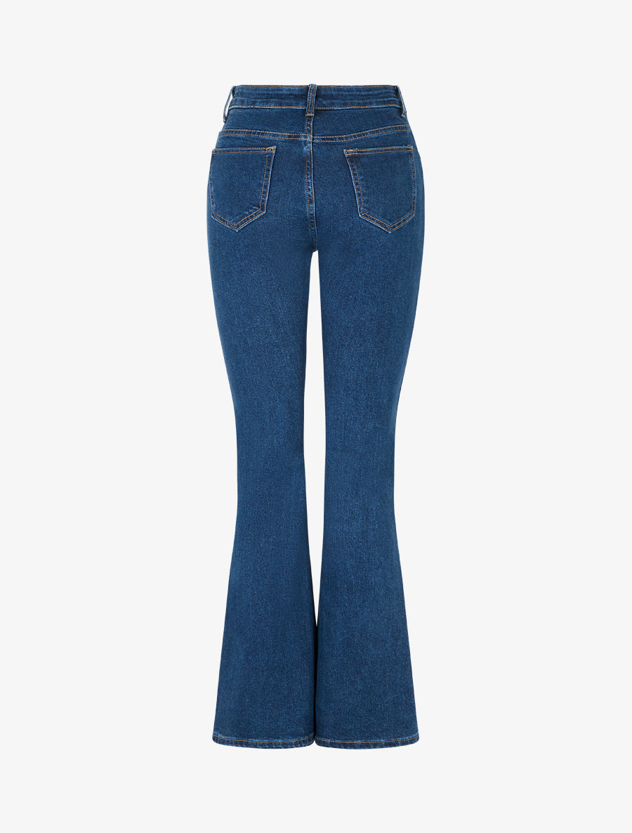 Jean à taille standard coupe flare - Bleu - 2