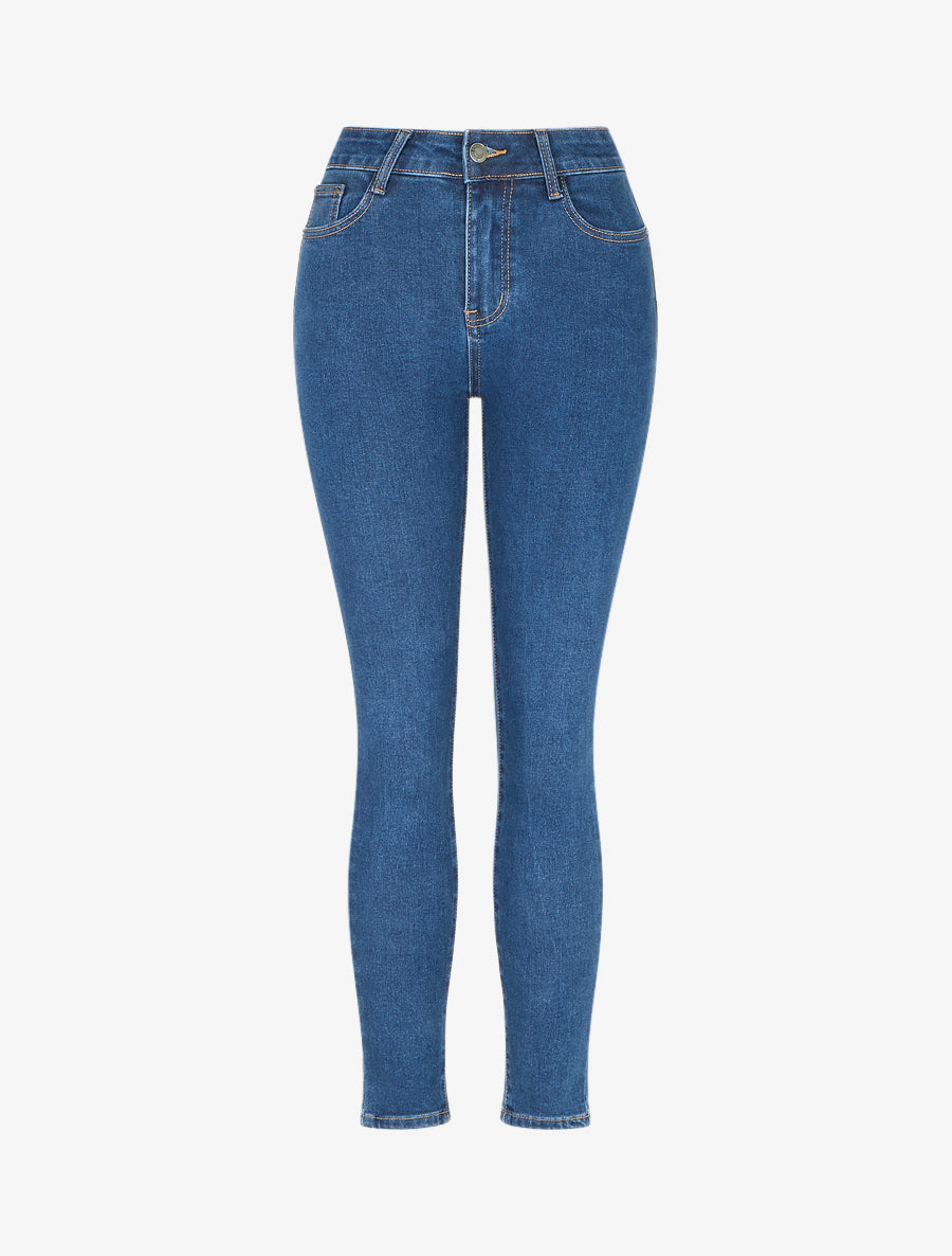 Jean taille haute coupe skinny - Bleu - 1
