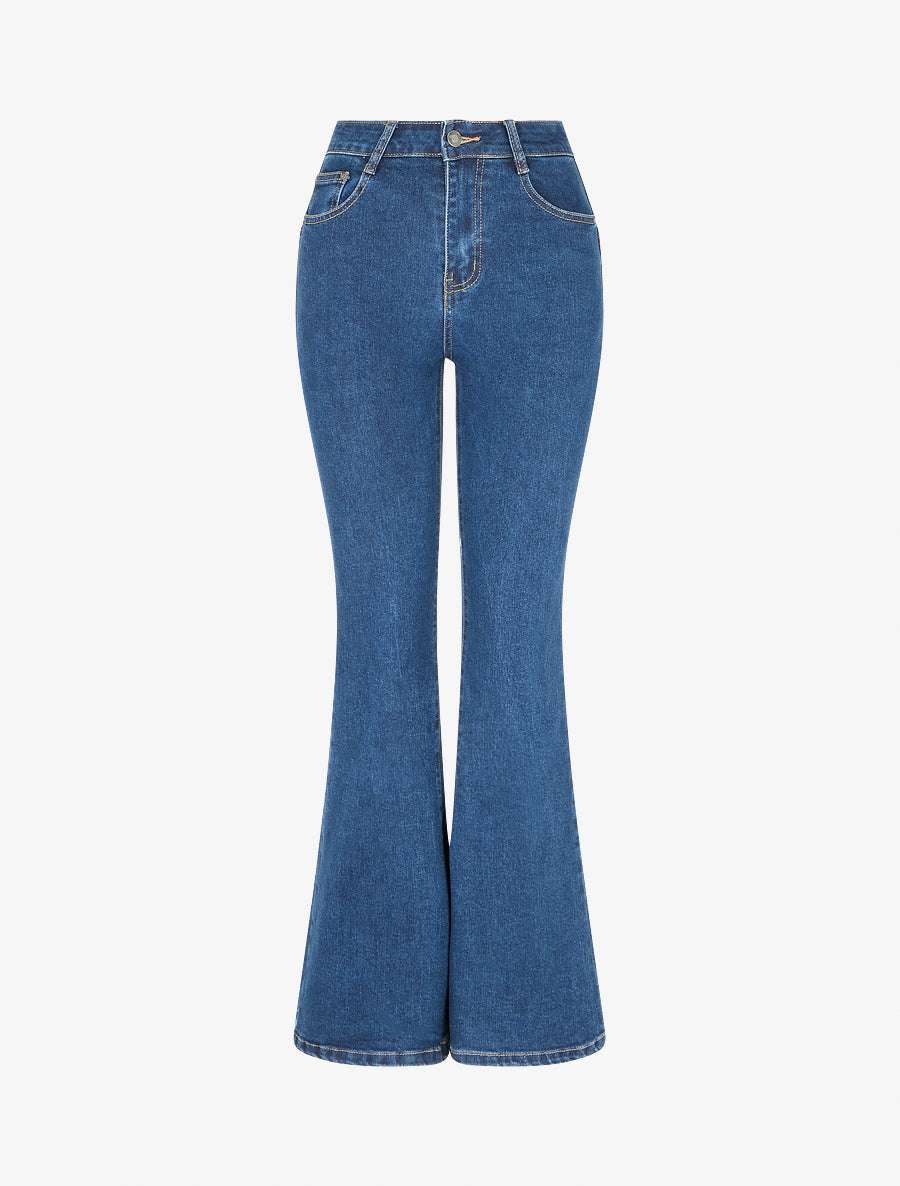 Jean flare taille haute - Bleu brut - 1