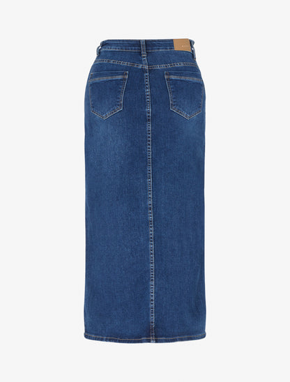 Jupe longue en jean à poches à rabat - Bleu denim - 2