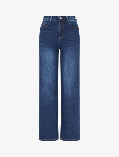 Jean droit push-up à taille haute - Bleu - 1