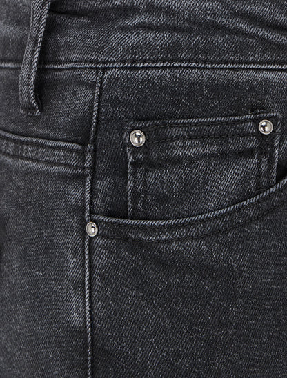 Jean wide leg delavé coupe droite - Noir - 3