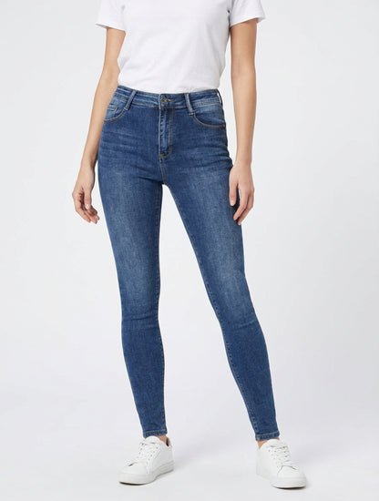 Jeans skinny push up scoloriti - Blu