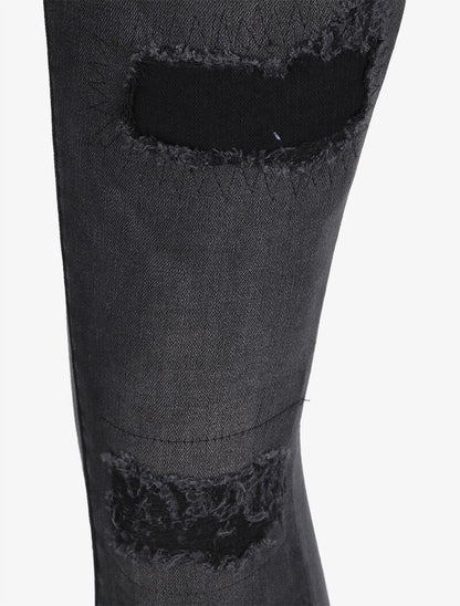 Jean skinny déchiré à taille basse - Noir - 3