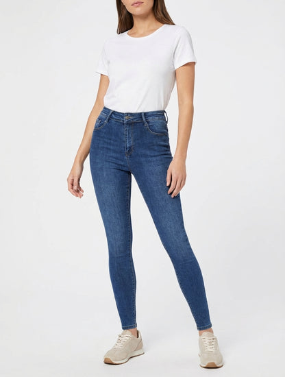Jeans skinny push up a vita alta - Blu