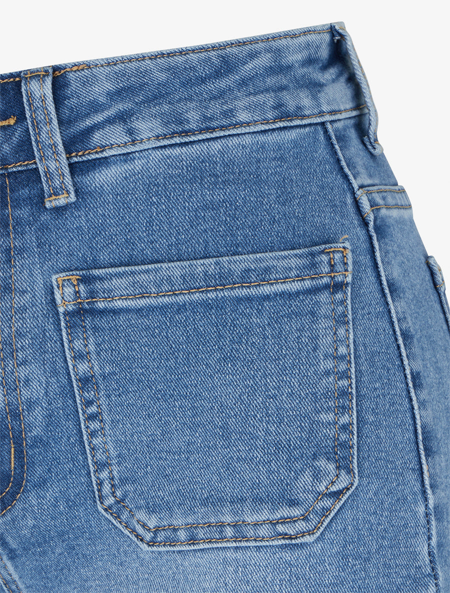 Jean push-up à ourlet et poches plaquées - Bleu clair - 3