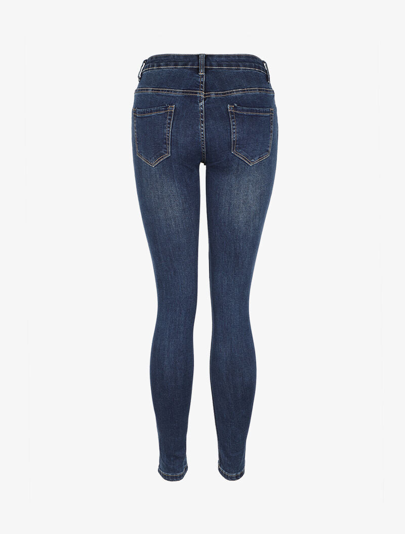 Jean skinny déchiré à taille basse - Bleu - 2
