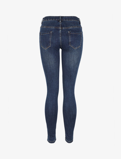Jean skinny déchiré à taille basse - Bleu - 2