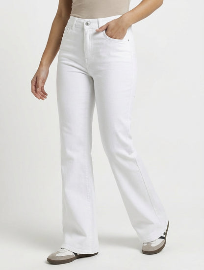 Jean a gamba larga push up - Bianco