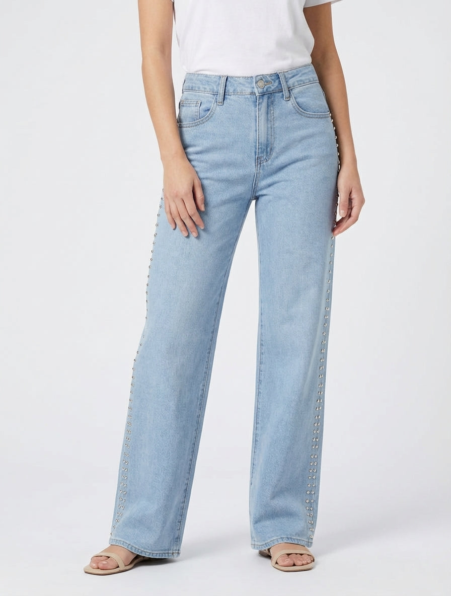 Jean push-up borchiato - Blu