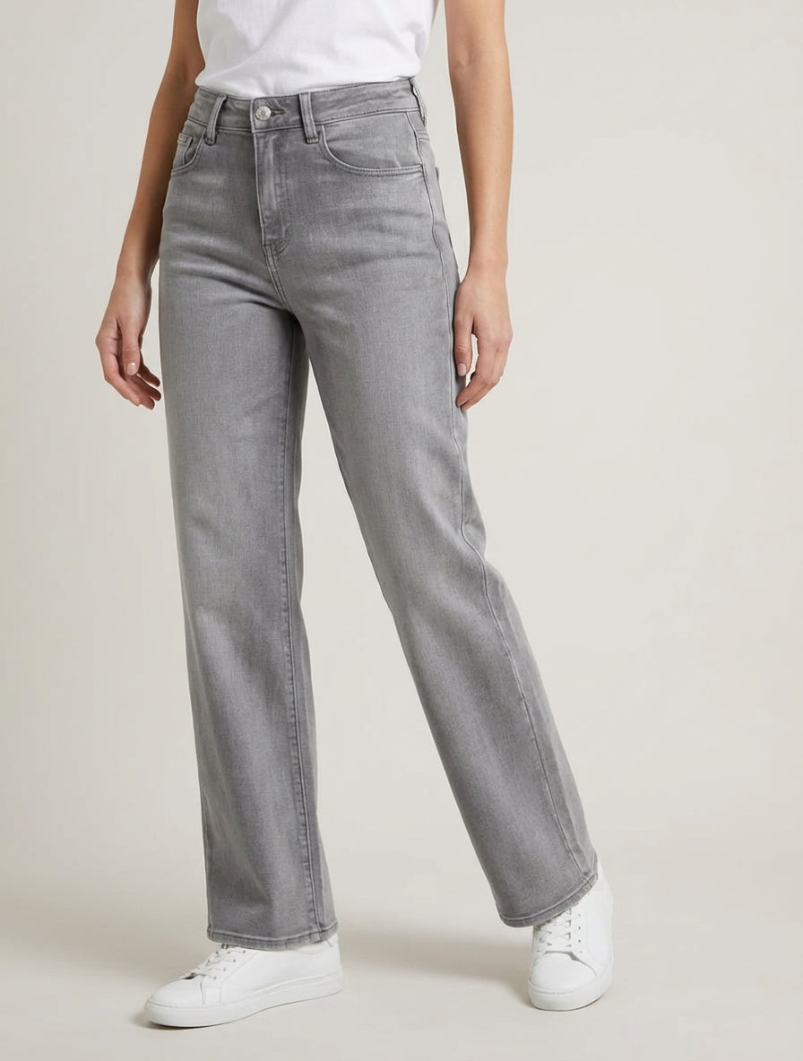 Jean a gamba larga dal taglio dritto standard - Grigio