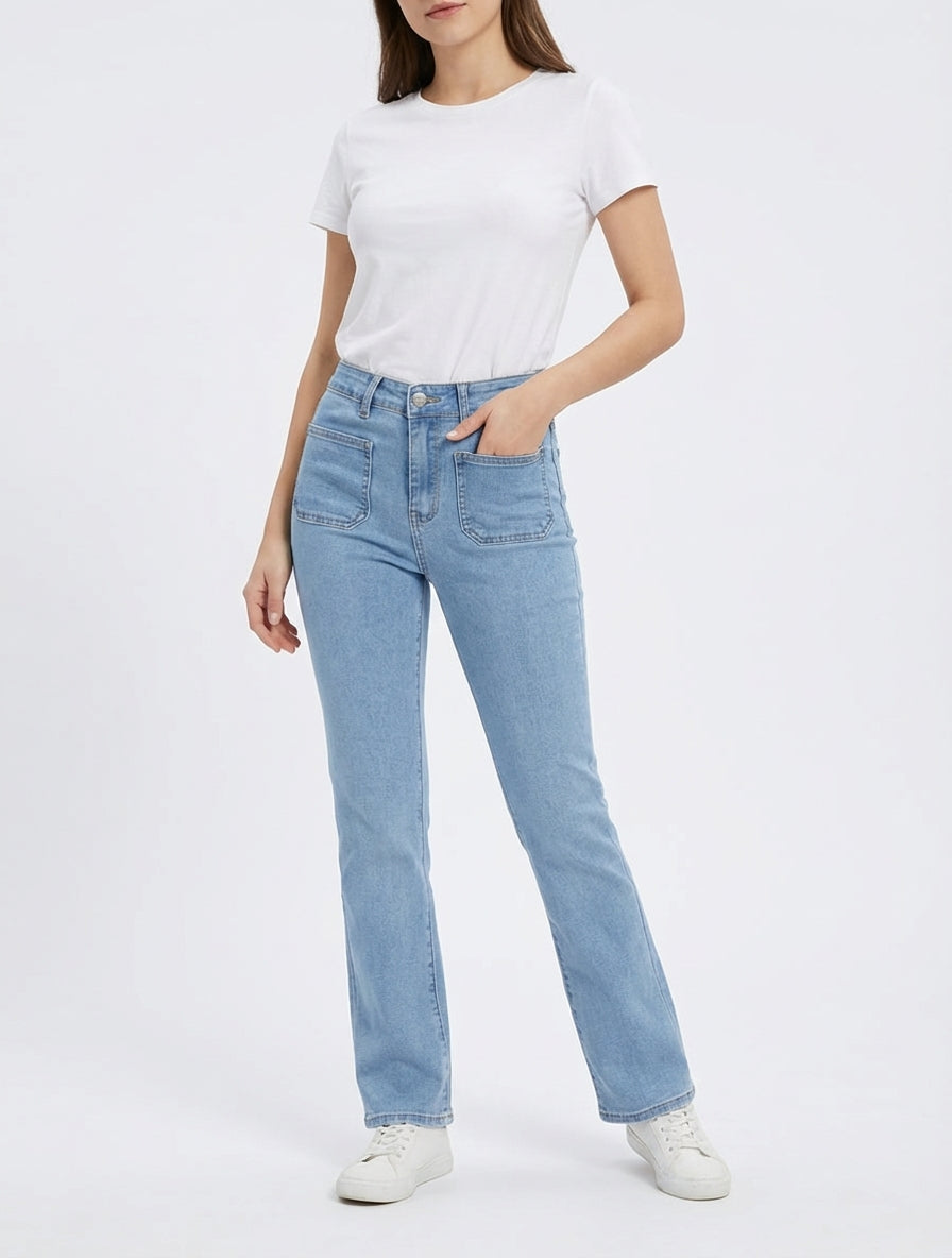 Jean a taglio dritto push up - Blu