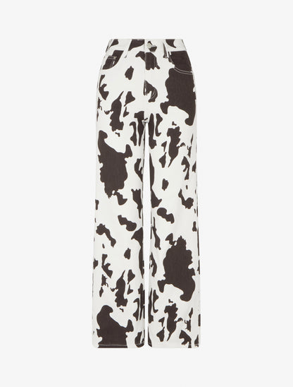 Jean wide leg à imprimé vache - Marron - 1